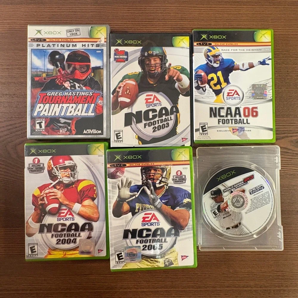 Xbox Games Lot 6 NCAA Football 2003-06 Paintball Baseball 2K3 Bundle Good Sports